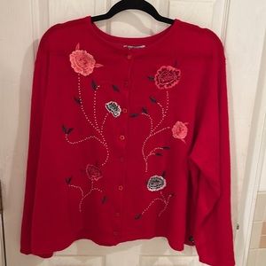 HABAND SWEATER BUTTON DOWN EMBROIDERED STITCHES SZ. XXL